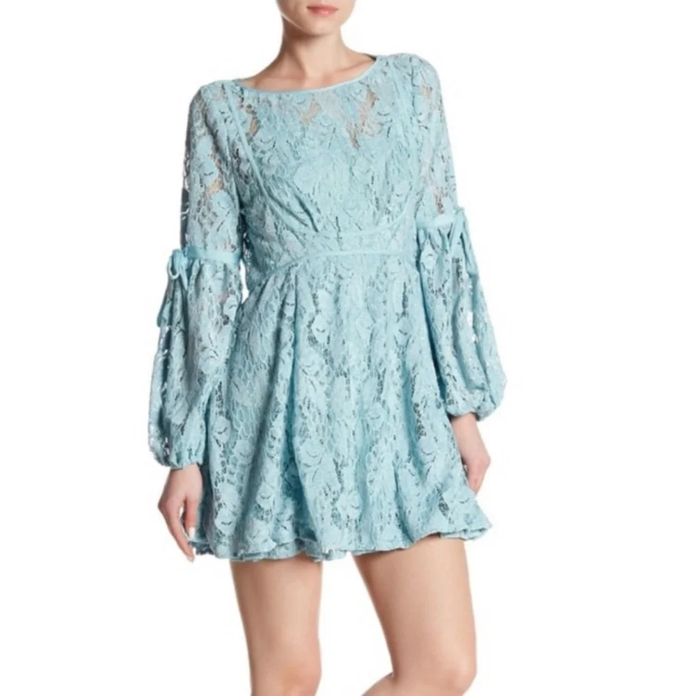 Free People Ruby Crochet Mini Dress Sea Foam M